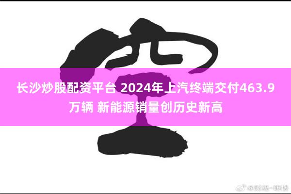 长沙炒股配资平台 2024年上汽终端交付463.9万辆 新能源销量创历史新高